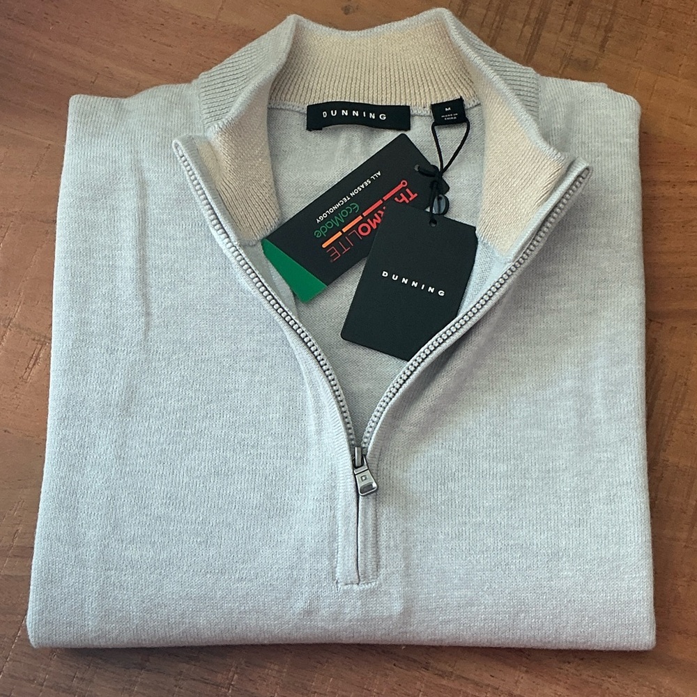 Dunning Men's Light Gray Zip-Up Sweater